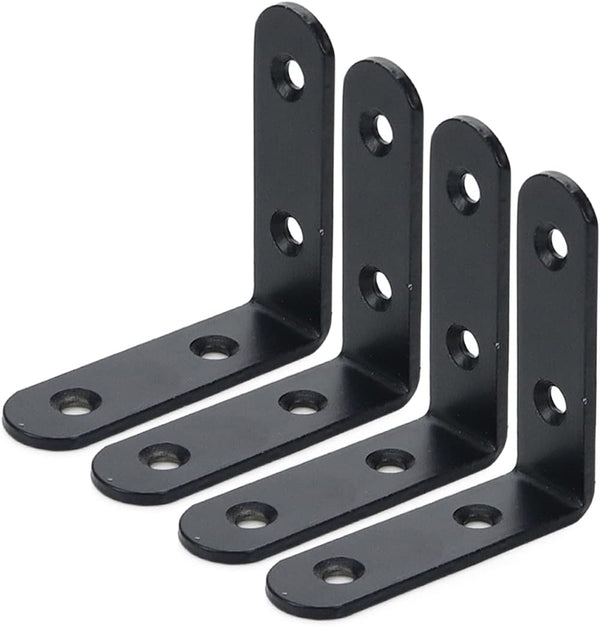 Corner Brace 2.56" x 2.56" Black Right Angle Bracket - 4pcs L Brackets for Home Improvement Projects