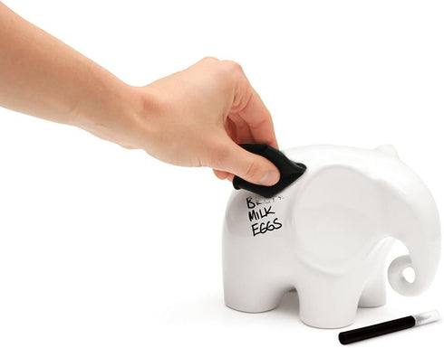 Luckies of London White Board Elephant, Eric The Memo Pad & Dry Erase Board, Office Desk Accessories for Novelty Decor