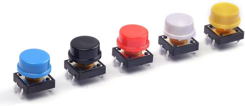 25Pcs Momentary Tact Tactile Push Button Switch 12x12x7.3mm Micro Switch 4 Pins SMD PCB with Cap for Arduino (Pack of