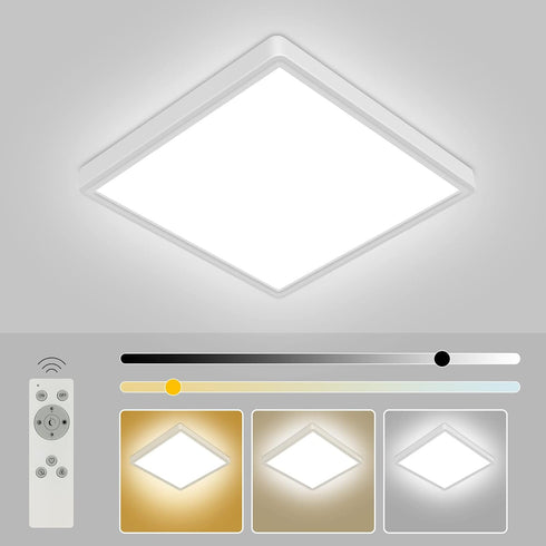 12 inch Dimmable 24W LED Flush Mount Ceiling Light with Remote, Full CCT Brightness Adjustable Square LED Ceiling