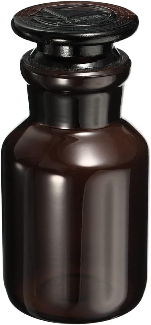PATIKIL 125mL Reagent Media Bottle, 1Pcs Round Wide Mouth Glass Storage Bottle with Amber Cap