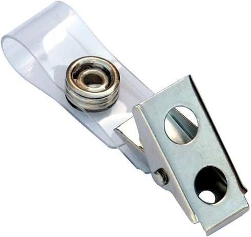 yueton 50pcs Metal Double Hole Badge Clips with PVC Straps, ID Strap Clip Adapter