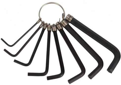 8 pcs Hexagon Key Wrench Set with Keychain, L Shape Allen Wrench Bike Repair Tool, Sizes: 1.5mm to 6mm (Black)