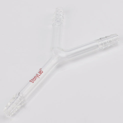 stonylab Glass Connecting Adapter, Borosilicate Glass 8 mm O.D. Y-Shaped 3-Way Connection Tube for Laboratory Air Flow