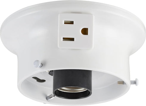Aspen Creative 22103-03-1, Flush Mount Ceiling Fixture Shade Holder Kit with Outlet in Matte White Finish 3-5/8" Fitter, 4-3/4" Diameter x 2" Height by Aspen Creative Corporation
