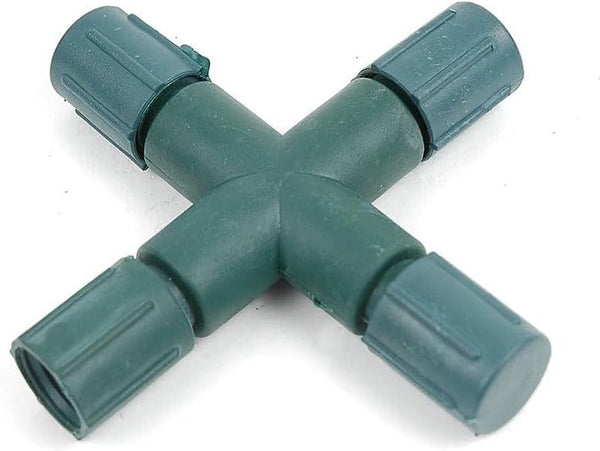 Novelty Lights Coaxial String Light X-Connector, Green Weather-Tight 3-Way Splitter for Coax