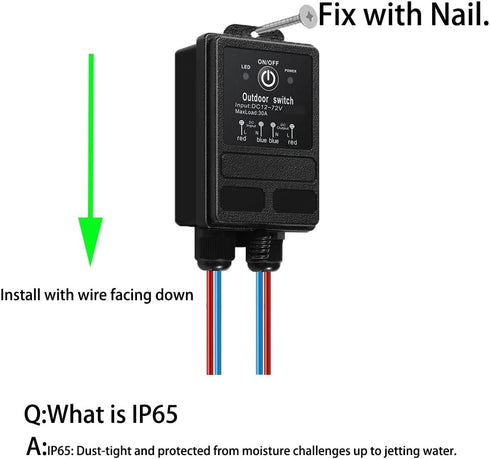12V DC12V/24V/48V/72V 30A 328FT Barriers.(12V 100M) Wireless Relay Switch Remote Control Switch Relay with Long Range