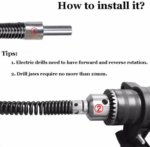 YankMooM Drain Snake Cable with Drill Connector 6.5Ft Flexible Plumbing Auger Replacement Cable for Clog Remover