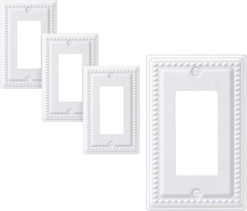 DEWENWILS 4 Pack Metal Outlet Covers, Classic White Finish Light Switch Cover Plates for Electrical Outlets