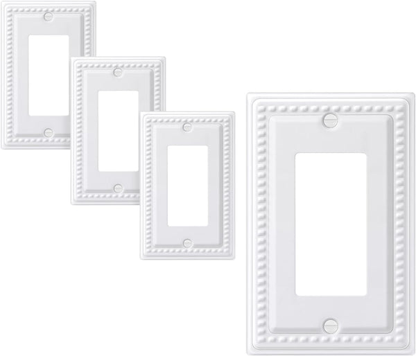 DEWENWILS 4 Pack Metal Outlet Covers, Classic White Finish Light Switch Cover Plates for Electrical Outlets