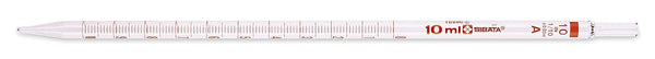 Sibata 2010A-10 Mohr Measuring Pipets, Class A, 10mL, Reusable Glass, Color-Coded Orange, Pack of 12