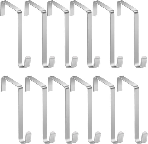 12 Pcs Sturdy Metal Over the Door Hooks - Door Hanger Hooks for Hanging Clothes, Towels, Purses, 15 Lbs Capacity