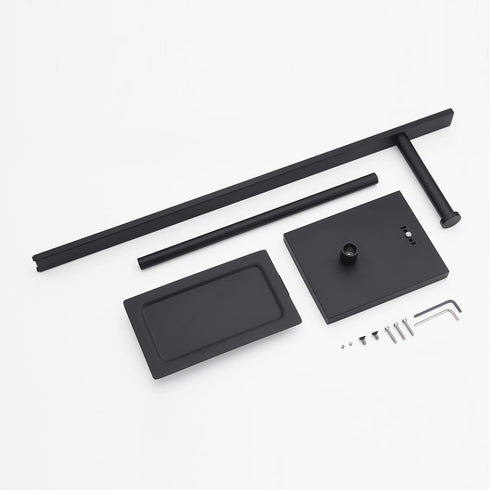 304 Miyili Matte Black Freestanding Toilet Paper Holder with Shelf, Premium SUS Stainless Steel Bathroom Storage