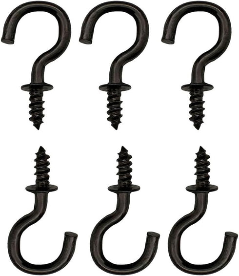 Small Black Ceiling Hooks 1/2'' Screw-in Light Hooks DIY Jewelry Hook (60 Pack)