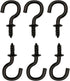 Small Black Ceiling Hooks 1/2'' Screw-in Light Hooks DIY Jewelry Hook (60 Pack)