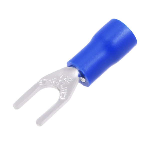 uxcell 500Pcs SV1.25-4S Insulated Fork Spade U-Type Wire Connector Electrical Crimp Terminal Blue 22-16AWG