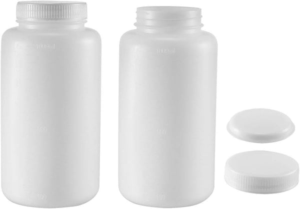 uxcell 1000ml/34oz Plastic Lab Chemical Reagent Bottle Wide Mouth Sample Sealing Liquid Storage Container, 2pcs