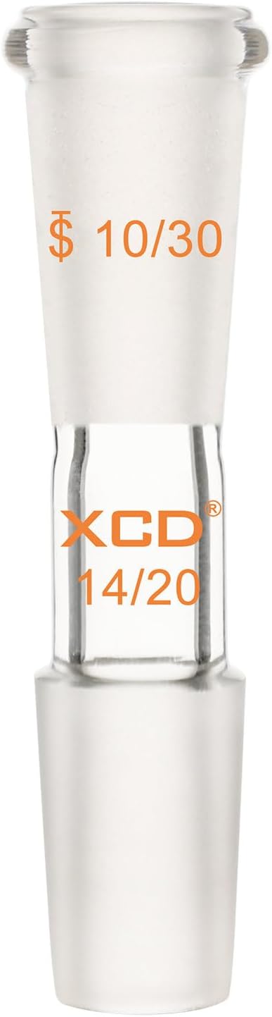XCD Glass Reducing Connecting Adapter, Borosilicate Glass for Lab Use, 10/30 Outer to 14/20 Inner Joint Adapter