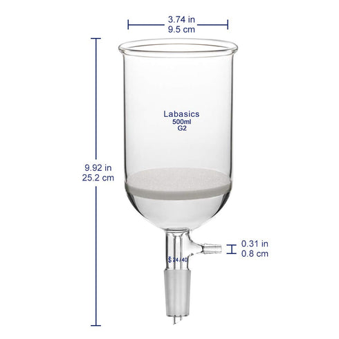 Borosilicate Glass Buchner Filtering Funnel 500ml with Medium Frit (G2), 24/40 Standard Taper Inner Joint