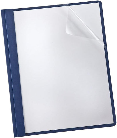 Oxford Linen Clear Front Report Cover, Navy, Letter Size, 5 per Pack