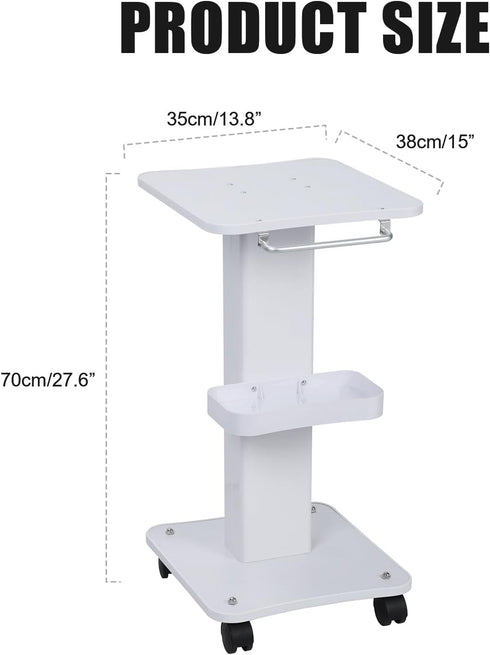 cdar Tray,3-Tier 4 70cm 35x38cm Salon Salon Rolling Cart Beauty Trolley with Silent Wheels & Brakes - ABS Beauty