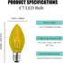 2 Pack C7 Bulbs,E12 Yellow LED Replacement Christmas Light Candelabra Base, Shatterproof Plastic, for Christmas Outdoor