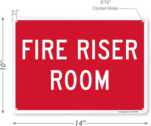"Fire Riser Room" Sign By SmartSign | Aluminum 10" x 14"