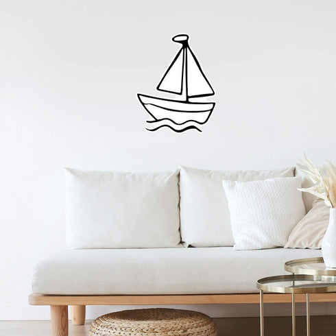 Azeeda (460mm) (DW00143711) 'Sail Boat Toy' White Premium Vinyl Decal Sticker Waterproof, Durable & Easy to Apply