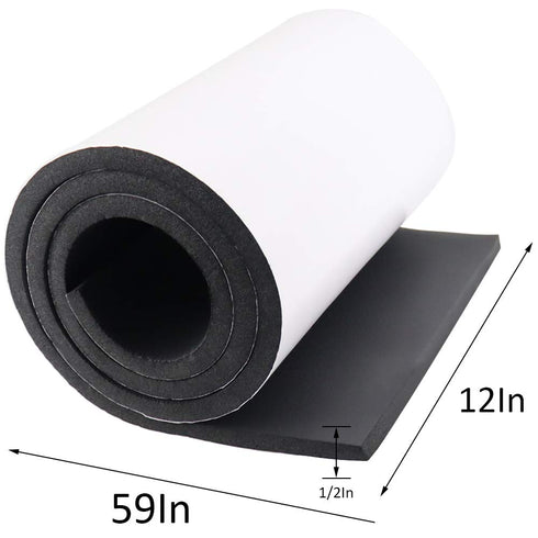 12'' 59'' 1/2'' DGSL Neoprene Adhesive Foam Sheets, W x L x Thick Sponge Self Adhesive Rubber Padding Sheet Closed Cell