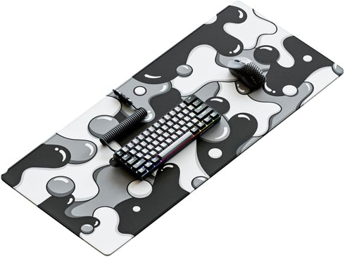 Kraken Keyboards XXL Gaming Mouse Pad, Large Black and White Desk Mat for Keyboard and Mouse