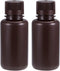 uxcell 250ml/8.5oz Plastic Lab Chemical Reagent Bottle, Small Mouth Liquid Storage Container, Brown 2pcs