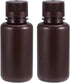 uxcell 250ml/8.5oz Plastic Lab Chemical Reagent Bottle, Small Mouth Liquid Storage Container, Brown 2pcs