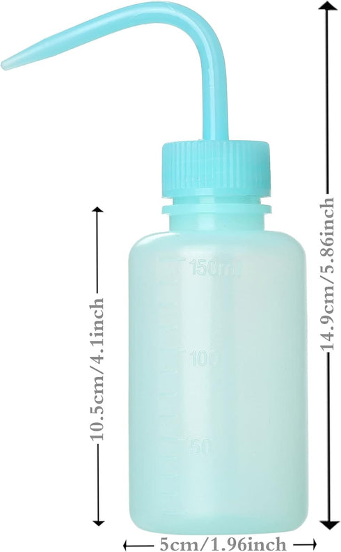 2Pcs Tattoo Wash Bottle 150ml, 5oz Water Squirt Bottle for Medical Succulent Cleaning, Black&Blue