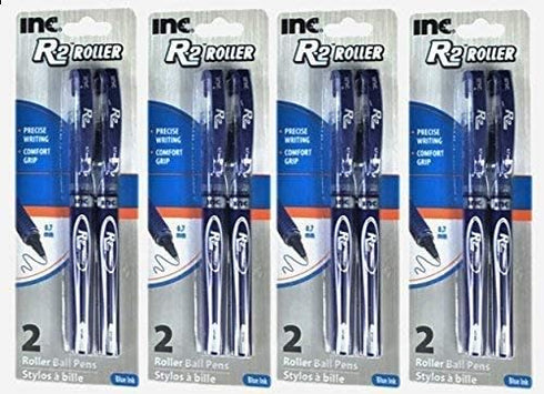 R-2 Roller Ball Pen, 0.7 mm Blue Ink (4 Piece, 8 pens included)