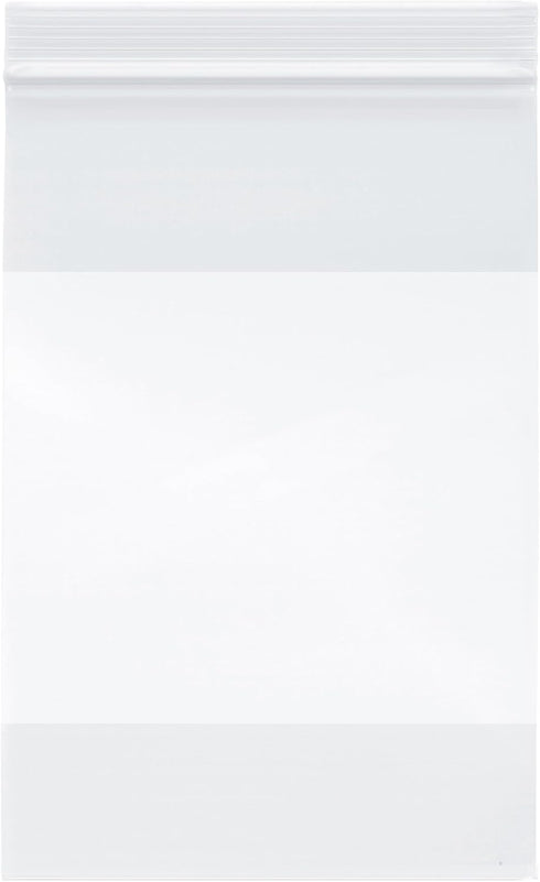 Plymor 6" x 9" Zipper Reclosable Plastic Bags (Pack of 200), 2 Mil with White-Block
