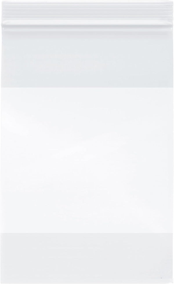 Plymor 6" x 9" Zipper Reclosable Plastic Bags (Pack of 200), 2 Mil with White-Block
