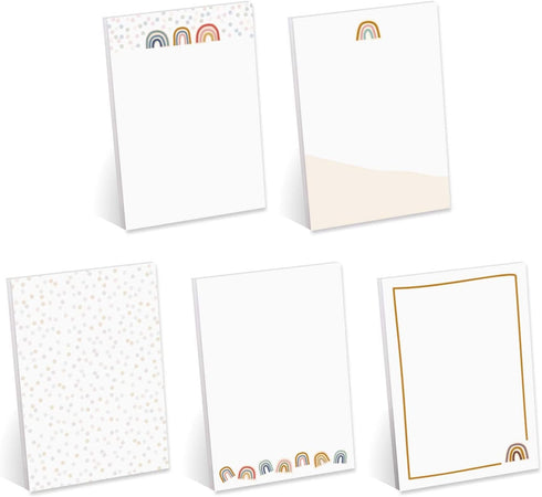 Modern Rainbow Sticky Note Pads - 4" x 6" Repositionable Trendy Boho Rainbow Sticky Notes, 50 Sheets Each, Set of 5