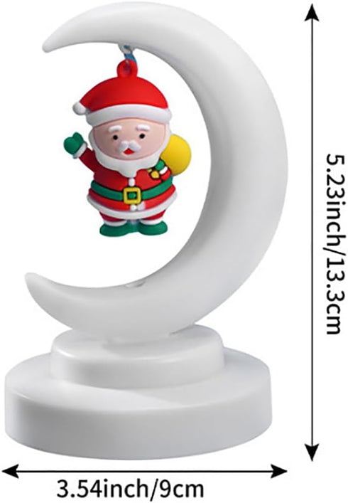 EUBUY Decorative Table Lamp, Moon Lamp, Christmas Half Moon Lamp Decoration, Santa Claus Half Moon Table Light Tree