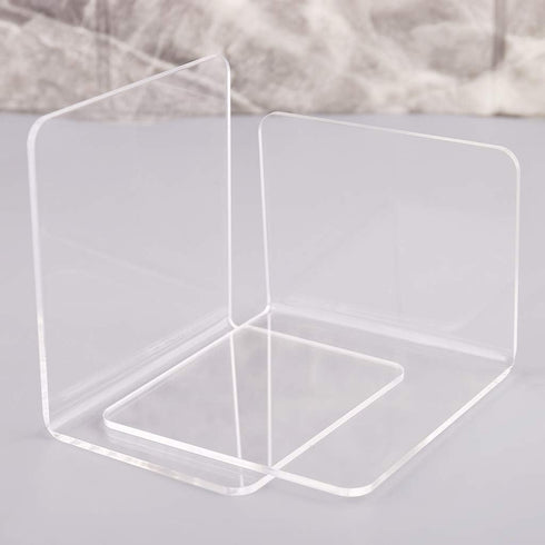 YS0911 2Pcs Clear Acrylic Bookends L-Shaped Desk Organizer Desktop Holder School S Stands for Display Plastic