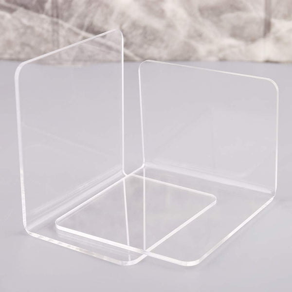 YS0911 2Pcs Clear Acrylic Bookends L-Shaped Desk Organizer Desktop Holder School S Stands for Display Plastic