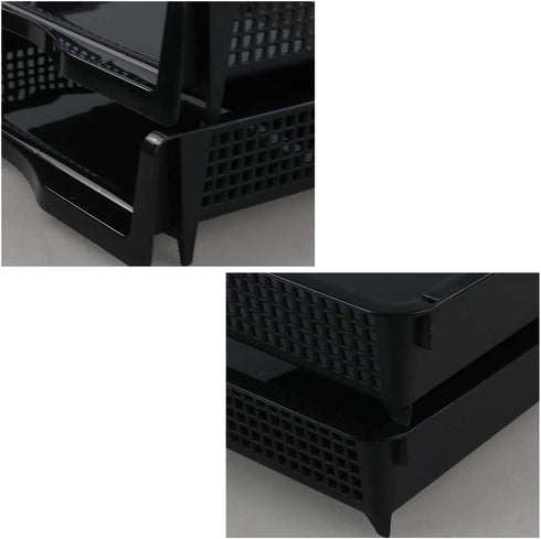 Plastic Stackable File Paper Storage Tray, Office Letter Tray, Black, 6 Pack