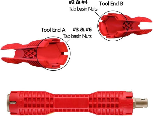 8-in-1 Faucet and Sink Installer Multi-purpose Wrench Tool for Bathroom, Kitchen Plumbing Repair (Red)
