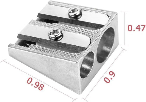 Czhotg 4Pcs 2-Hole Makeup Pencil Sharpen, Manual Double Hole Pencil Sharpener Metal Pencil Sharpeners for Colored