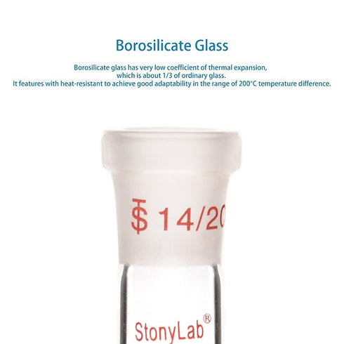 stonylab Borosilicate Glass 90 Degree Vacuum/Inert Gas Adapter, 14/20 Outer Joint for Laboratory Supply