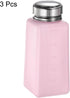3pcs Solvent Alcohol Dispensers 250ml (8.5oz) Push Down Pump with Sealing Stainless Steel Lid, Pink