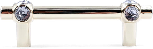 JETLAND 4-Pack, 3" PW6733GO076 Cabinet Drawer Crystal Pulls, Golden with Clear Glass, Hole Centers, Shining Cross