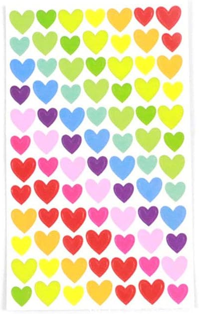 Multicolor Heart Shape Stickers, Color Coding Labels for Craft Scrapbook, 10 Sheets for Diary & Album
