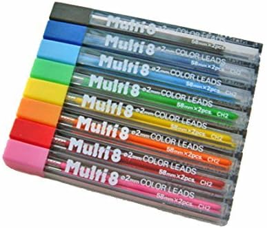 Pentel Arts 8 Colour Pencil Lead Refill (2.0mm), Assorted Colors (BCEGFKPS) 8-Pk by Pentel