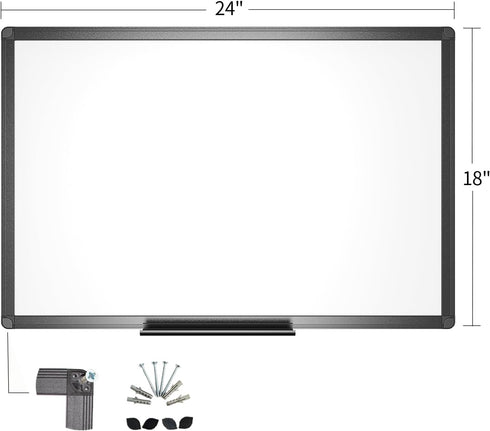 VIZ-PRO Magnetic Whiteboard/Dry Erase Board, Black Aluminium Frame, 24 X 18 Inches, Includes Eraser & Markers