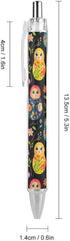 Generic 1 Russian Nesting Dolls Flowers Funny Retractable Ballpoint Pen Black Ink Smooth Writing Pens Personalized